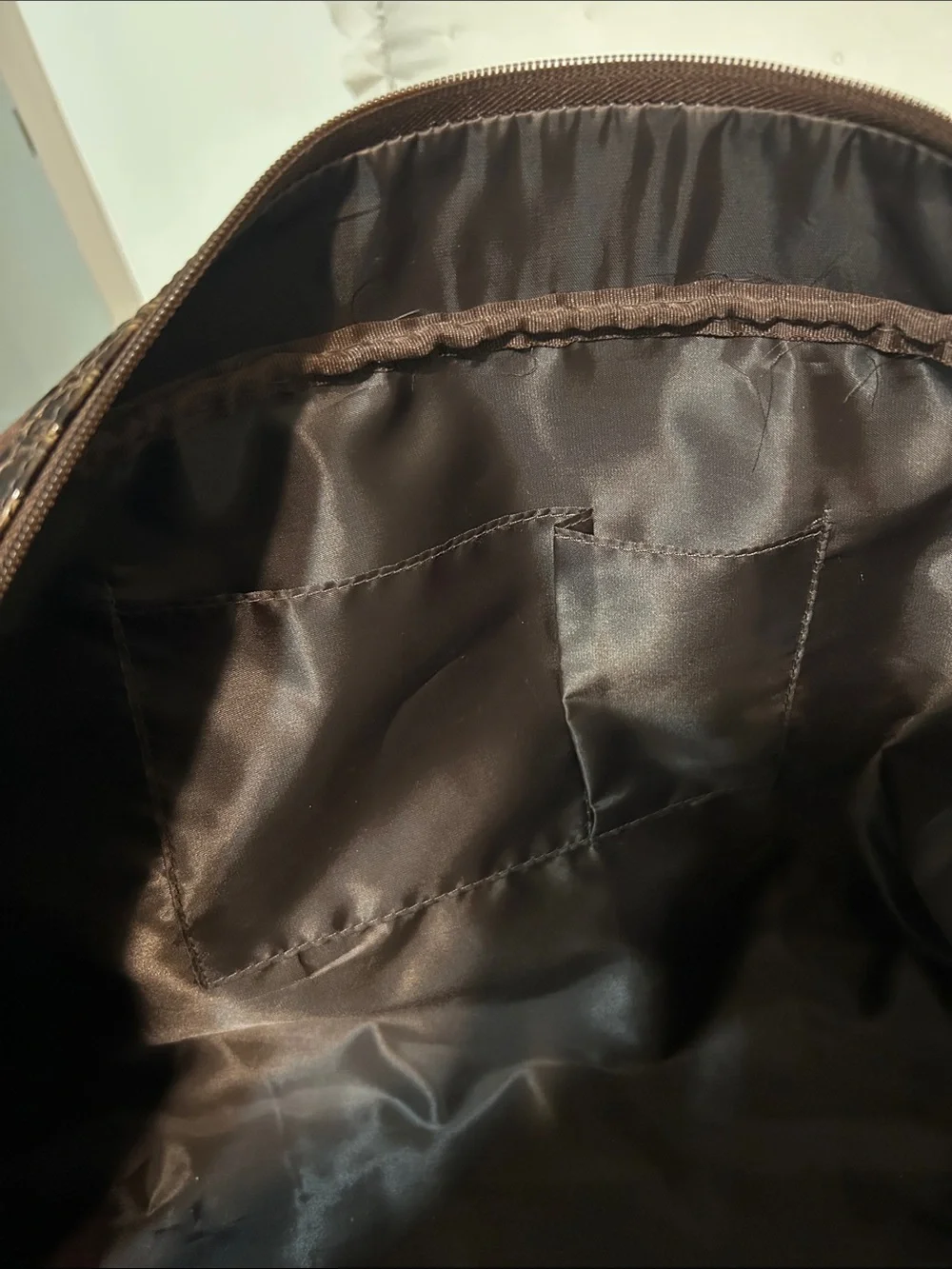 Bath & Body Works Brown Suede Duffel Bag with Croc Trim and White Fur — OS